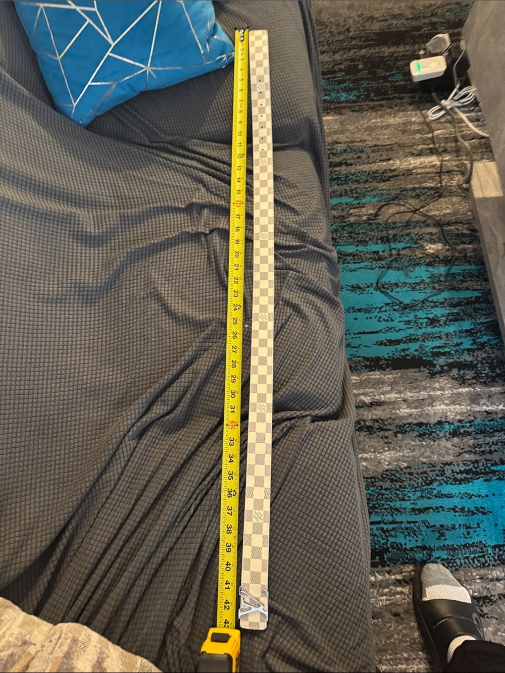 Louis Vuitton Damier Azur Canvas Belt with Silver LV Buckle - Cream/Brown🔥New! - Picture 5 of 9